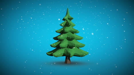 Snow-falling-on-revolving-fir-tree