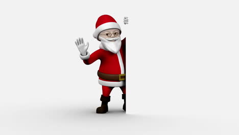 Cartoon-santa-presenting-on-white-background