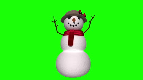 Seamless-christmas-snowman-waving-on-green-background