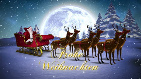 Der-Weihnachtsmann-Winkt-In-Seinem-Schlitten-Mit-Rentieren-Und-Grüßt