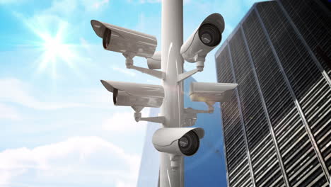 CCTV-Kameras-Gegen-Blauen-Himmel