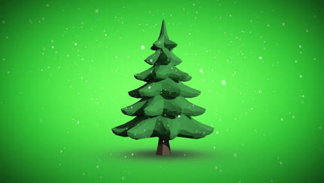 Snow-falling-on-revolving-fir-tree