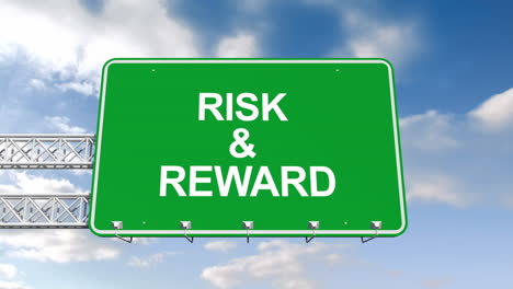 Risiko--Und-Belohnungszeichen-Gegen-Blauen-Himmel-
