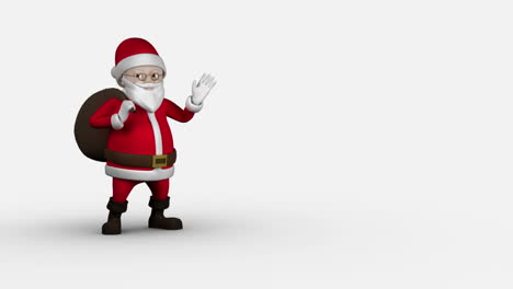 Cartoon-Santa-walking-on-white-background