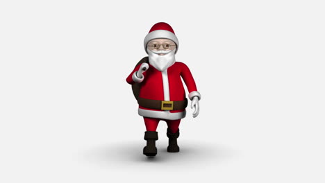 Cartoon-Weihnachtsmann-Zu-Fuß-Auf-Weißem-Hintergrund