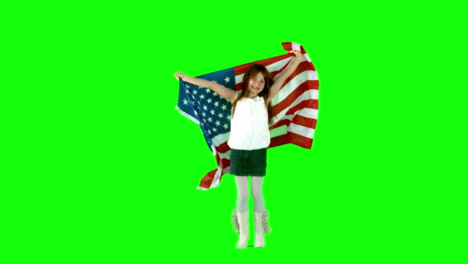 Festliches-Kleines-Mädchen-Mit-USA-Flagge-In-Zeitlupe