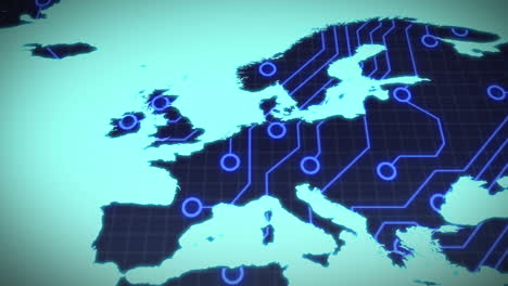 Circuit-board-europe-on-blue-background