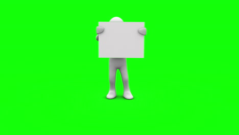 Personaje-Con-Cartel-Blanco-En-Pantalla-Verde