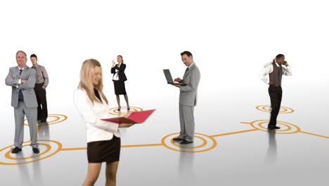 Business-people-connecting-on-white-background