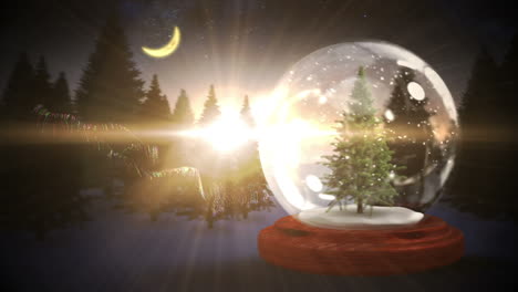 árbol-De-Navidad-Dentro-De-Una-Bola-De-Nieve-Con-Un-Saludo-Mágico-En-Alemán
