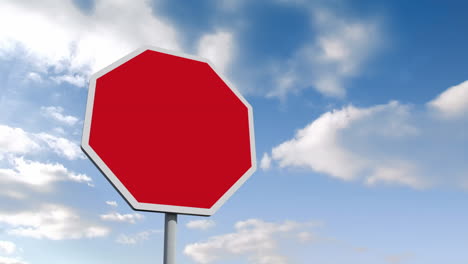 Empty-red-road-sign-over-cloudy-sky