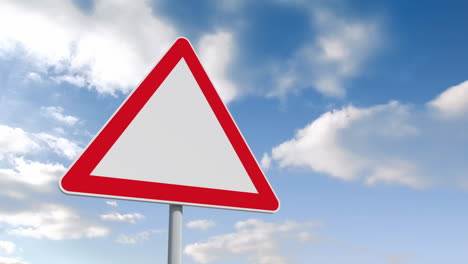 Red-and-white-road-sign-over-cloudy-sky