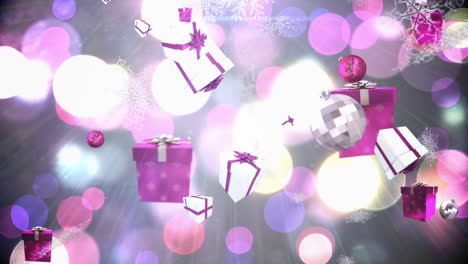 Seamless-christmas-decorations-falling-in-pink-and-silver