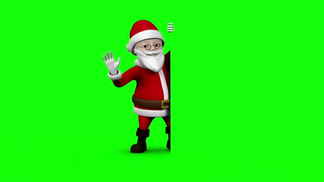 Cartoon-santa-presenting-on-green-screen-background