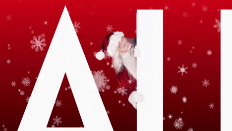 Santa-peeking-around-the-word-sale-on-festive-background