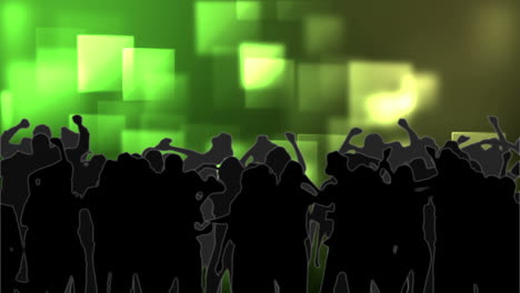 Dancing-crowd-with-glowing-squares-of-green-light-moving