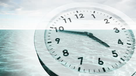 Clock-ticking-over-sea-animation