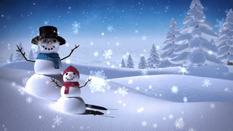 Snowmen-in-a-calm-snowy-landscape-