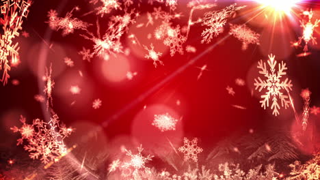Seamless-snowflakes-falling-in-red