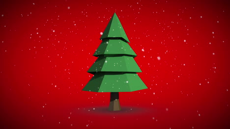 Snow-falling-on-revolving-fir-tree