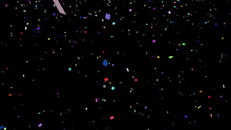 Colourful-confetti-falling-on-black-background