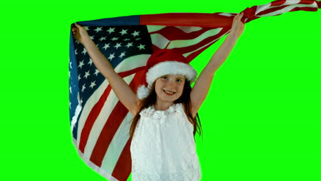 Festliches-Kleines-Mädchen-Mit-USA-Flagge-In-Zeitlupe