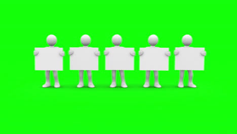 White-characters-showing-blank-signs-on-green-screen