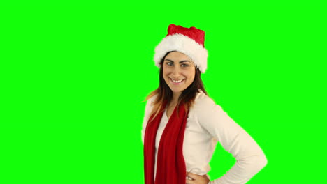 Mujer-Con-Gorro-De-Papá-Noel-Y-Ropa-Abrigada-Soplando-Sobre-Las-Manos-