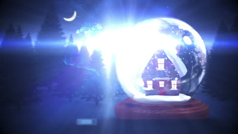 Cute-christmas-house-inside-snow-globe-with-magic-light