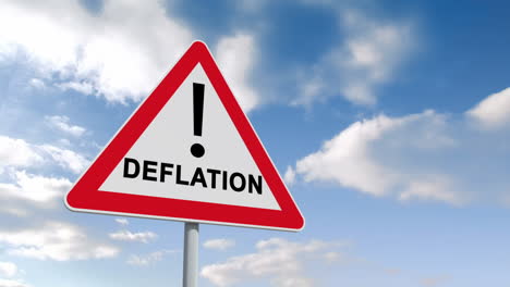 Deflation-ahead-sign-against-blue-sky-