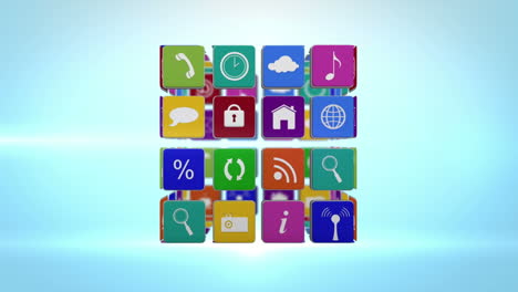 Computer-app-icons-in-turning-cube