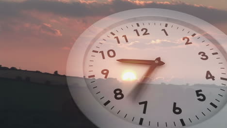 Tickende-Uhr-Bei-Sonnenuntergang-