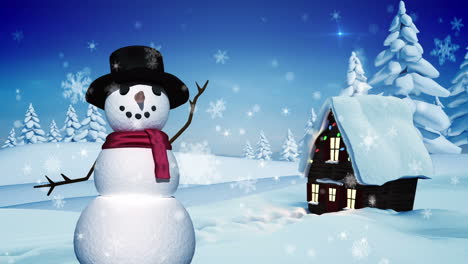 Seamless-christmas-scene-with-waving-snowman