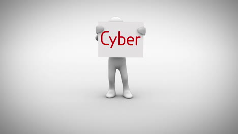 White-character-holding-sign-saying-cyber