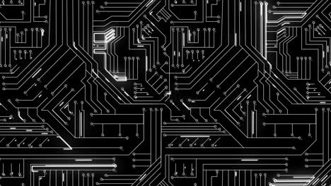 White-lines-moving-through-circuit-board