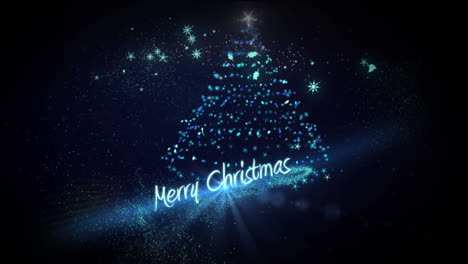 Luz-Azul-Formando-Diseño-De-árbol-De-Navidad-Con-Saludo
