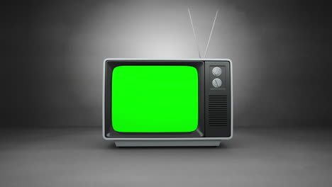 Altmodischer-Fernseher-Mit-Grünem-Bildschirm