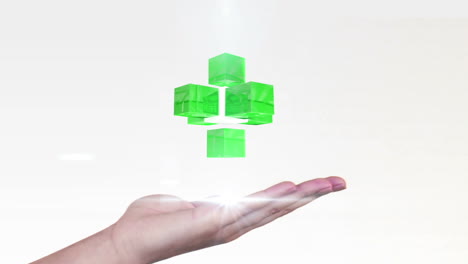 Mano-Que-Presenta-La-Cuadrícula-De-Cubo-Holográfico