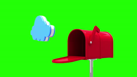 Cloud-symbol-in-the-mailbox-on-green-background