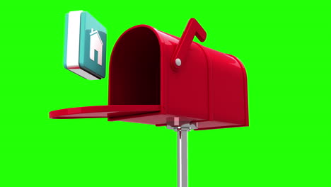 House-symbol-in-the-mailbox-on-green-background