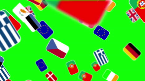 Banderas-De-Ciudadanos-Europeos-Volando-En-Pantalla-Verde