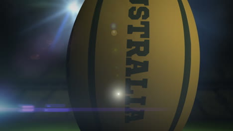 Australien-Rugby-Ball-Im-Stadion-Mit-Blinkenden-Lichtern-