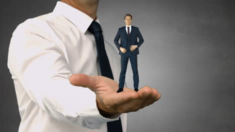 Giant-boss-holding-businessman-with-hands-of-hips-