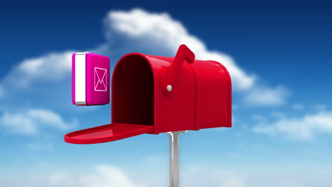Mail-Symbol-Im-Postfach-Auf-Blauem-Himmelshintergrund