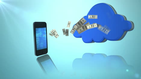 Geld,-Das-Aus-Einem-Smartphone-Kommt-Und-In-Eine-Cloud-Gelangt
