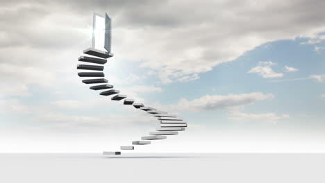Steps-with-opening-door-in-the-sky-with-clouds-