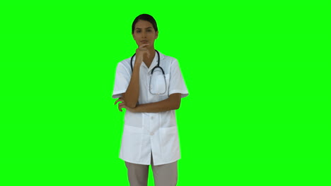 Krankenschwester-Steht-Und-Denkt-Nach