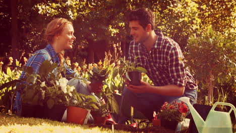 Happy-couple-gardening-in-the-park