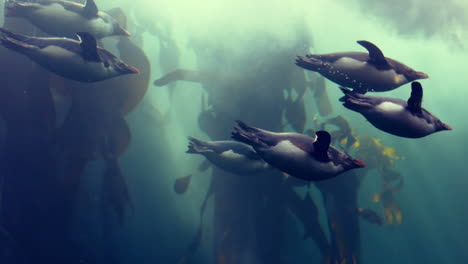 Penguins-swimming-in-the-fish-tank-at-the-aqurium