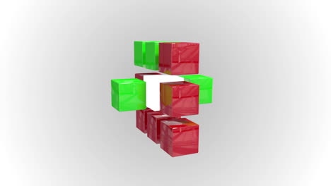 Cuadrícula-De-Cubo-Abstracto-Rojo-Y-Verde